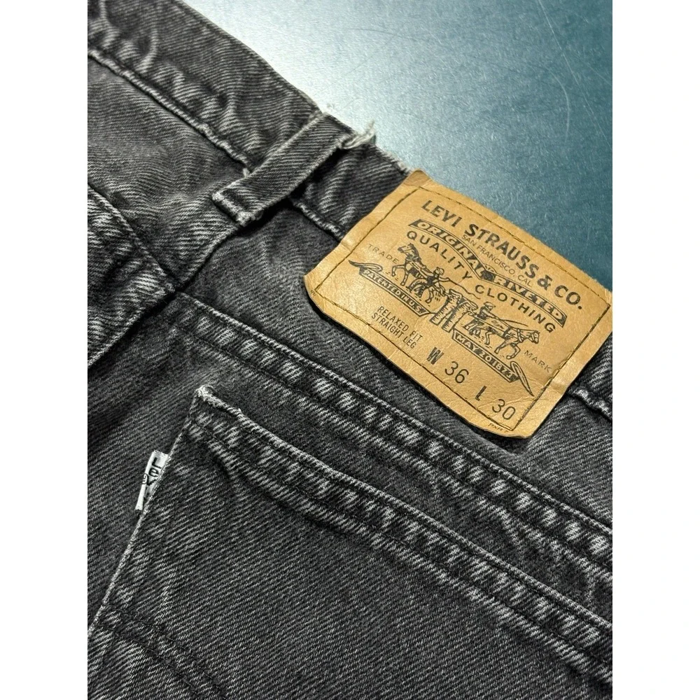 Vintage Levis 553 Jeans Men 34x29 Faded Black Relaxed Fit Straight Leg Denim 90s